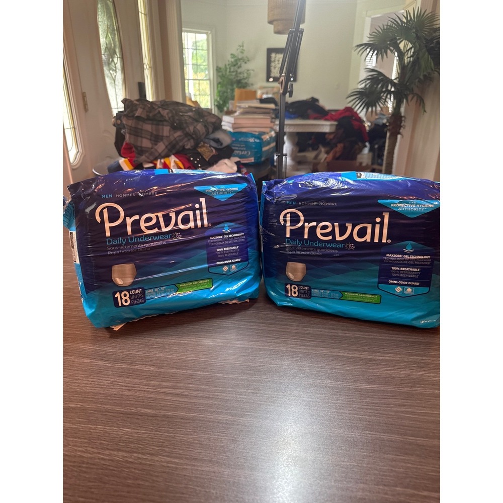 Prevail Men Daily Underwear Maximum Absorbency Large 38-50 36 Count 2 Packs
